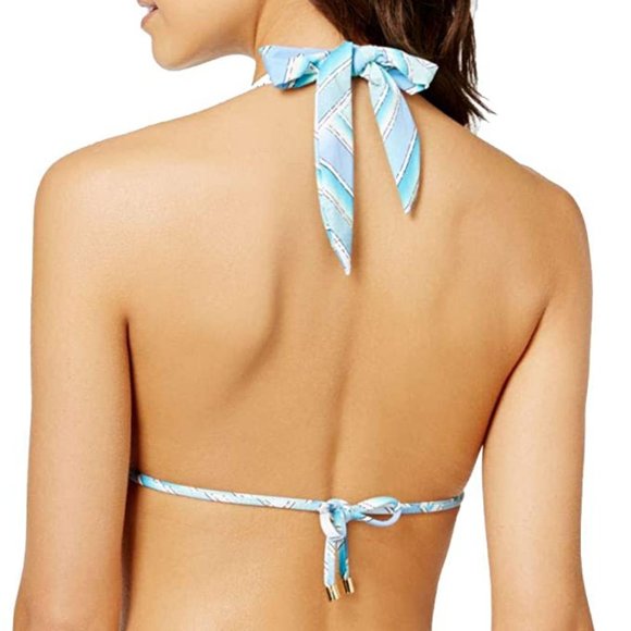 Bar III Halter Ombre Scarf Bikini Swimsuit Top Separates Blue 4/25  new - Picture 3 of 3